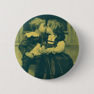 Macaron Rond 5 Cm Photo vintage d'amour et de romance, Enfants s'emb