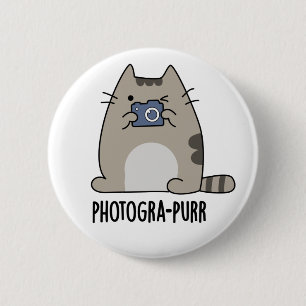 Macaron Rond 5 Cm Photograh-purr Funny Chat Photographe Pun