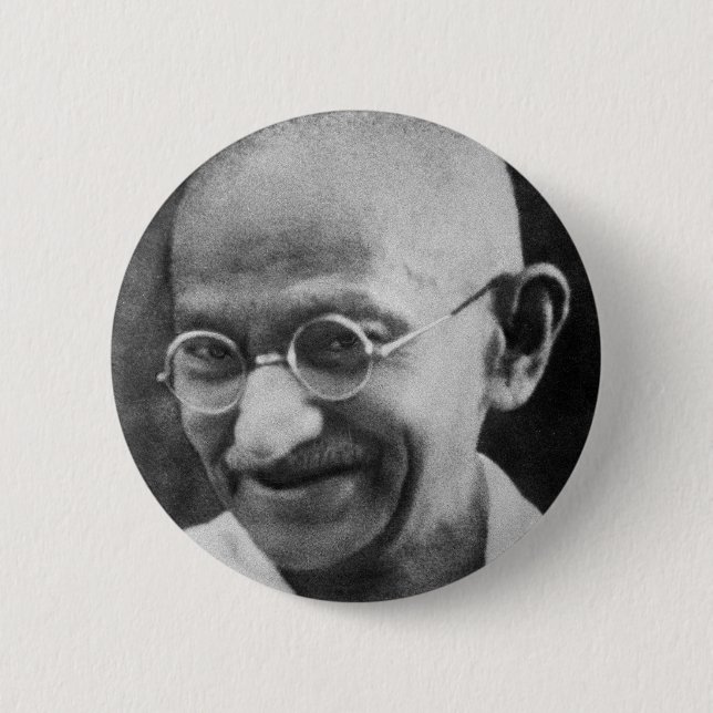 Macaron Rond 5 Cm Photographie de portrait de Mahatma Gandhi (Devant)