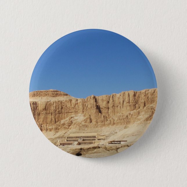 Macaron Rond 5 Cm Photographie panoramique de temple de Hatshepsut (Devant)