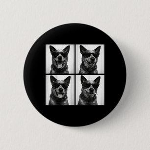 Macaron Rond 5 Cm Photomaton Australian Cattle Dog Chien Drôle Selfi