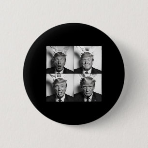Macaron Rond 5 Cm Photomaton de Trump en oreilles de lapin de Pâques