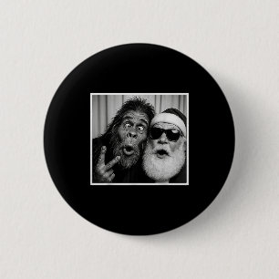 Macaron Rond 5 Cm Photomaton drôle de Bigfoot avec Santa Noël Xmas