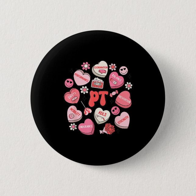 Macaron Rond 5 Cm Physical Therapy Groovy Valentine's Day Heart Cand (Devant)