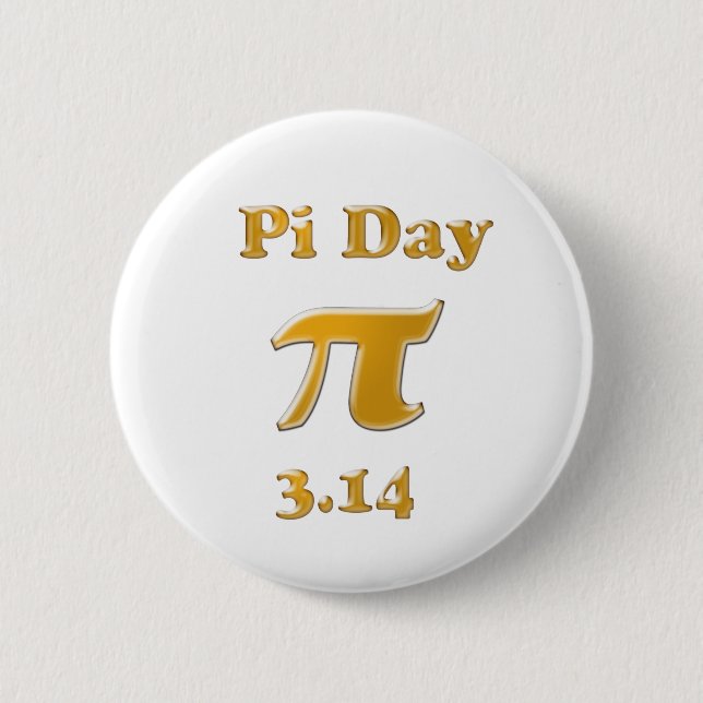 Macaron Rond 5 Cm Pi Day Gold en blanc (Devant)