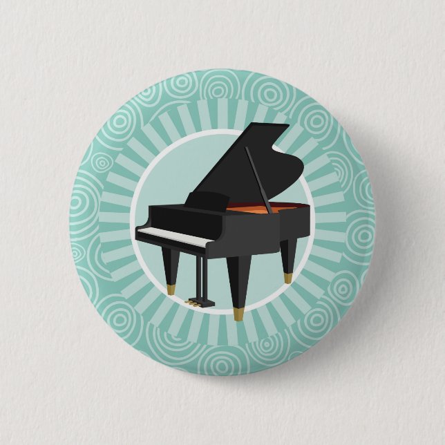 Macaron Rond 5 Cm Piano Fun Turquoise Swirl Musique (Devant)