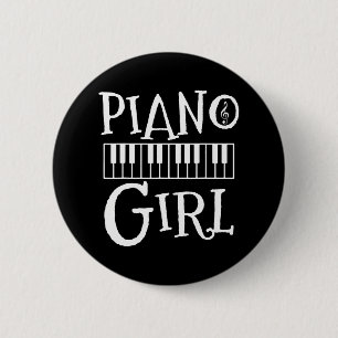 Macaron Rond 5 Cm Piano Girl Clavier professeur de musique