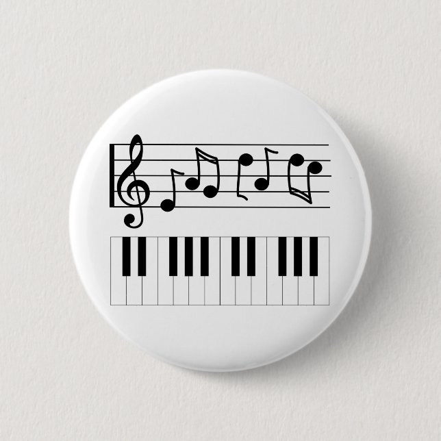 Macaron Rond 5 Cm Piano Keys and Musical Notes (Devant)