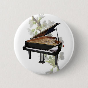 Macaron Rond 5 Cm Piano -Musique romantique- Bouton