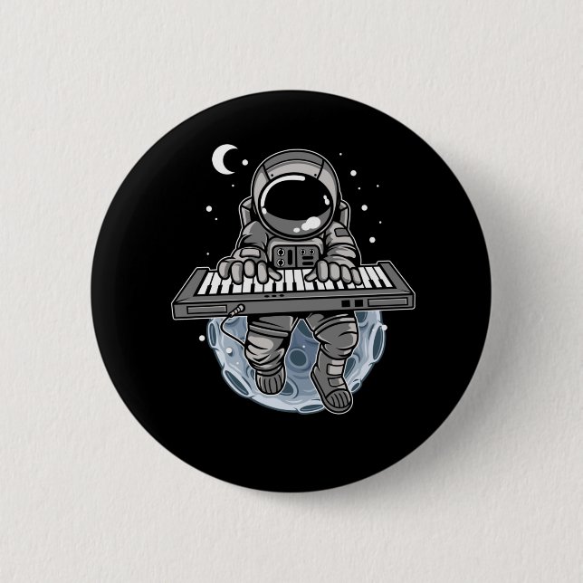 Macaron Rond 5 Cm Piano Player Astronaut instrument de musique Cosmo (Devant)