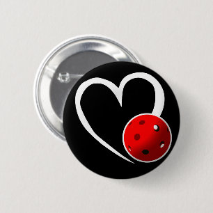Macaron Rond 5 Cm Pickleball Coeur Valentine Amour Rouge Blanc Noir