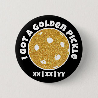 Macaron Rond 5 Cm Pickleball Golden Pickle Gold Parties scintillant