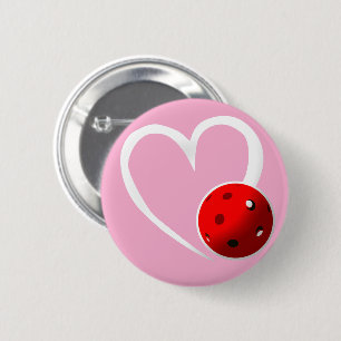 Macaron Rond 5 Cm Pickleball Heart Valentine Love Rose Blanc Noir