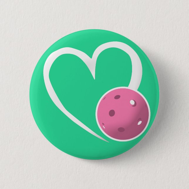Macaron Rond 5 Cm Pickleball Heart Valentine Love Rose Turquoise (Devant)
