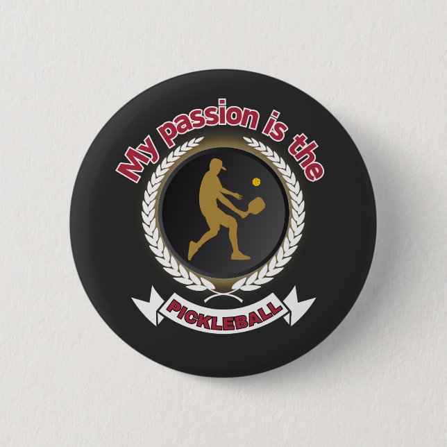 Macaron Rond 5 Cm Pickleball Homme Athlete Court Passion Énergie (Devant)