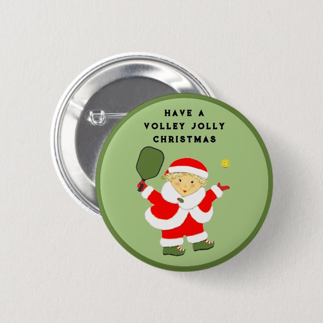 Macaron Rond 5 Cm Pickleball Noël Stocker Stuffer (Devant & derrière)