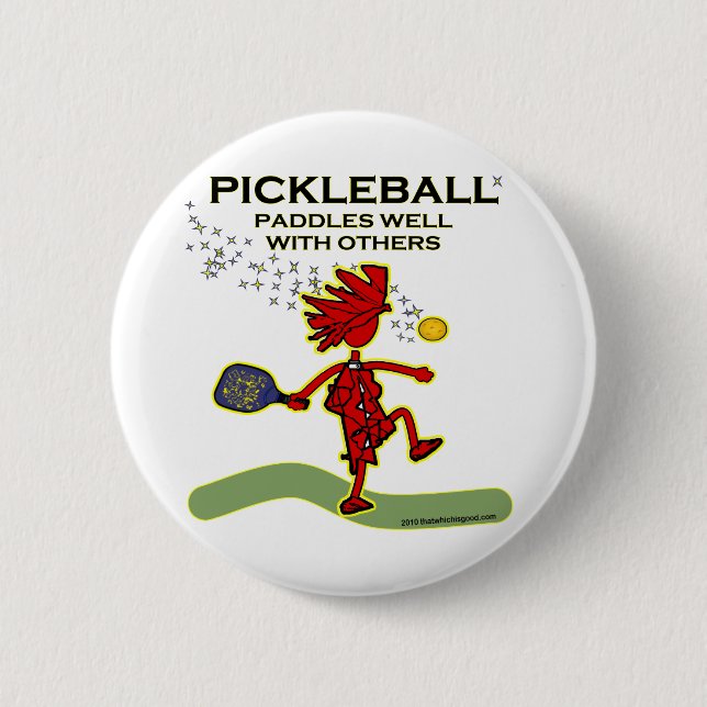 Macaron Rond 5 Cm Pickleball Paddles Bien Avec D'Autres (Devant)