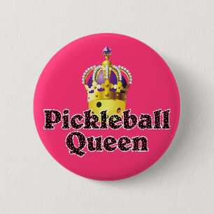 Macaron Rond 5 Cm Pickleball Queen - Pickleball Jaune Porte Couronne
