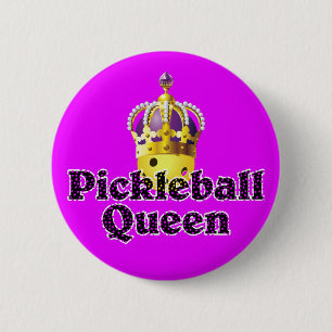 Macaron Rond 5 Cm Pickleball Queen - Pickleball Jaune Porte Couronne