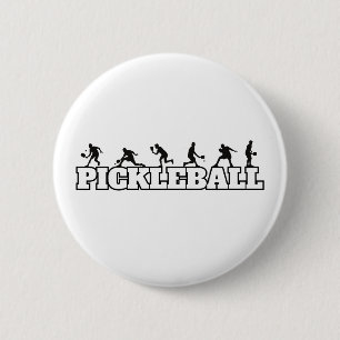 Macaron Rond 5 Cm Pickleball Word Player Silhouettes Sport Action