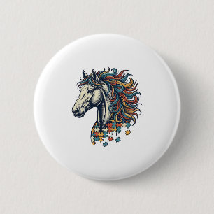 Macaron Rond 5 Cm Pièce de puzzle de cheval coloré T-Shirt gravure v