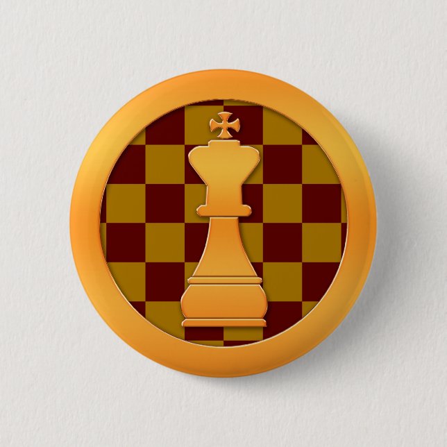 Macaron Rond 5 Cm Pièce d'échecs du Roi d'or (Devant)
