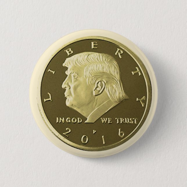 Macaron Rond 5 Cm Pièce Donald Trump Double Aigle or (Devant)