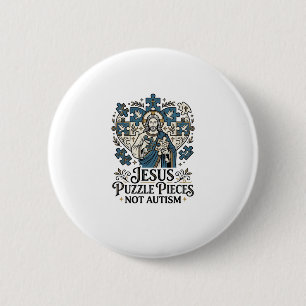 Macaron Rond 5 Cm Pièces de puzzle Jésus pas autisme Pièces de puzzl
