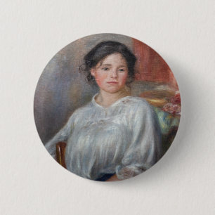 Macaron Rond 5 Cm Pierre-Auguste Renoir - Jeune Femme Assis