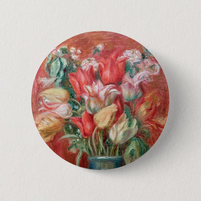 Macaron Rond 5 Cm Pierre-Auguste Renoir - Tulip Bouquet (Devant)