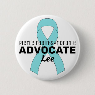 Macaron Rond 5 Cm Pierre Robin Syndrome Advocate Ruban Blanc Bouton