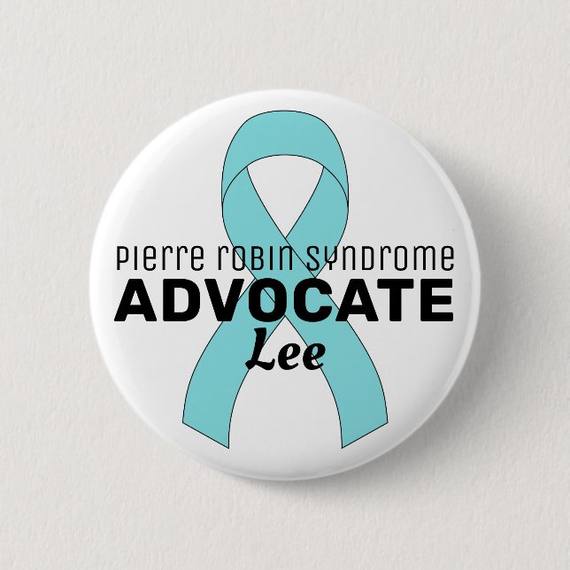Macaron Rond 5 Cm Pierre Robin Syndrome Advocate Ruban Blanc Bouton (Devant)