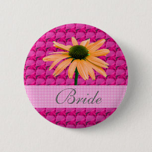 Macaron Rond 5 Cm pierres précieuses roses et fleurs marguerites