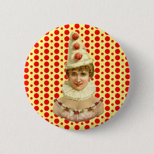 Macaron Rond 5 Cm Pierrot, femme vintage