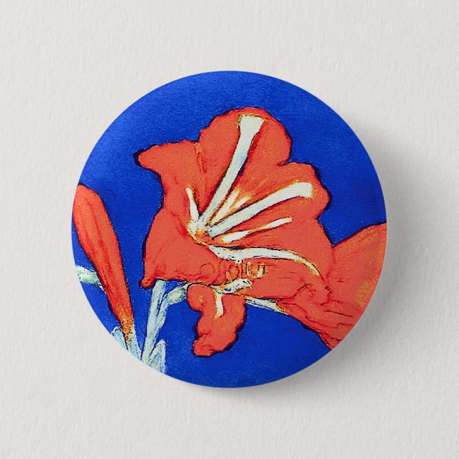 Macaron Rond 5 Cm Piet Mondrian - Amaryllis Peinture aux Fleurs (Devant)
