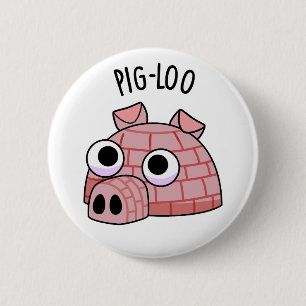 Macaron Rond 5 Cm Pig-loo Igloo Drôle de Jeu de Mots