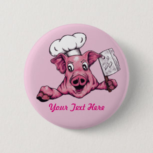 Macaron Rond 5 Cm Piggy The Hamiciac Maniac Pig Cook Art Original