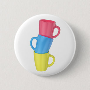 Macaron Rond 5 Cm Pile de trois tasses en céramique colorées