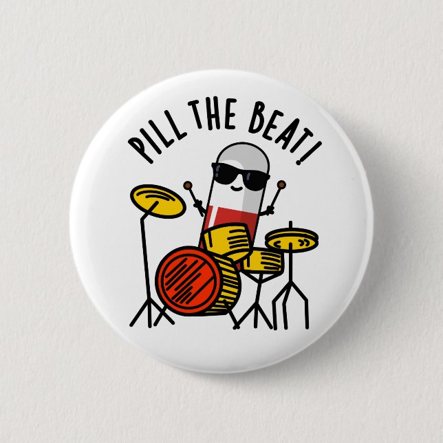 Macaron Rond 5 Cm Pill The Beat Funny Médecine Musique Pun (Devant)