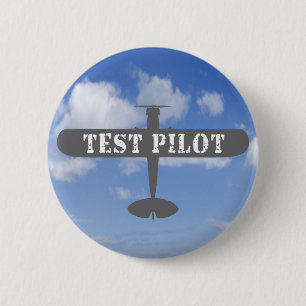 Macaron Rond 5 Cm Pilote d'avion et d'essai