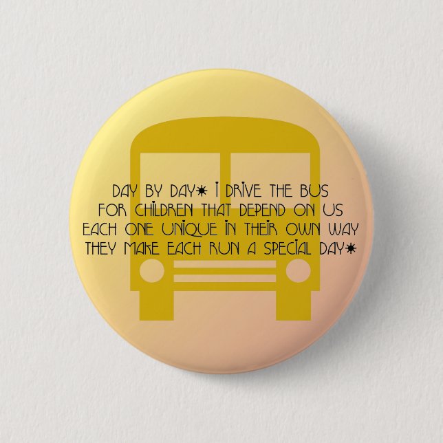 Macaron Rond 5 Cm Pilote de bus Jour par jour Bus jaune (Devant)