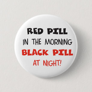 Macaron Rond 5 Cm Pilule rouge de noir de pilule