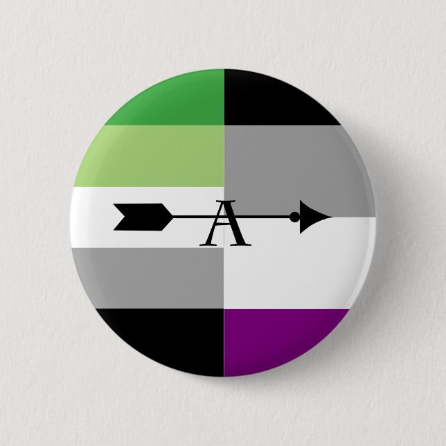Macaron Rond 5 Cm Pin asexuel d'as d'Aromantic Aro (Devant)