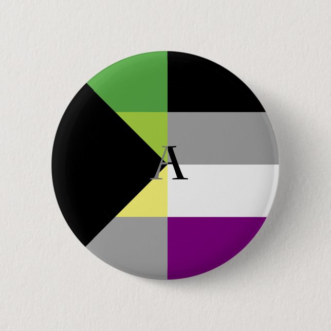 Macaron Rond 5 Cm Pin asexuel d'as de Demiromantic Demi (Devant)