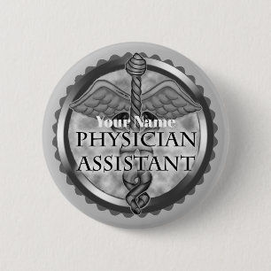 Macaron Rond 5 Cm Pin Assistant Médecin Argent