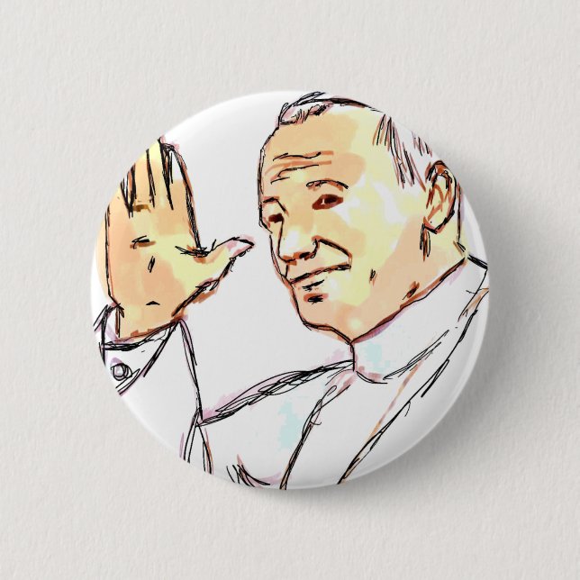 Macaron Rond 5 Cm Pin béni de Pape Jean Paul II (Devant)