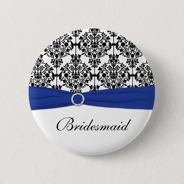 Macaron Rond 5 Cm Pin blanc de demoiselle d'honneur de damassé de (Devant)