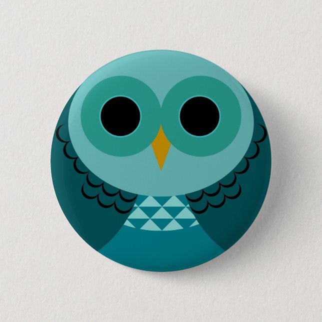 Macaron Rond 5 Cm Pin bleu de hibou (Devant)