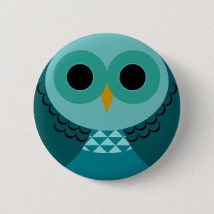 Macaron Rond 5 Cm Pin bleu de hibou