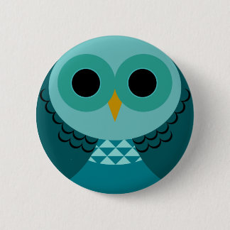 Macaron Rond 5 Cm Pin bleu de hibou